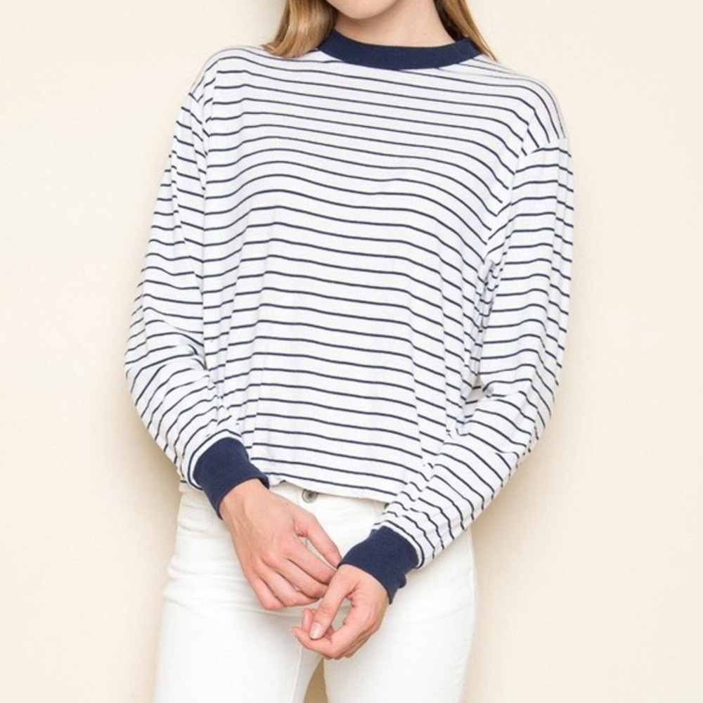 Brandy Melville navy & white striped top